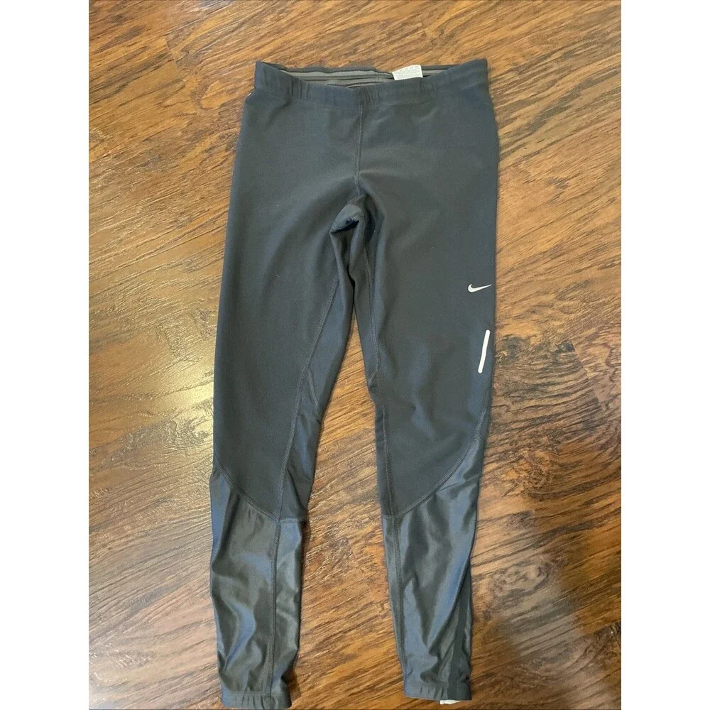 Nike Dri-FIT Grey Women’s Running Leggings Size  Medium Reflective & Zip Ankles